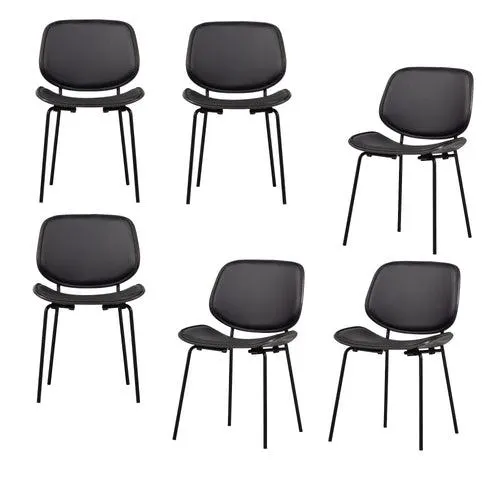 vtwonen eetkamerstoelen Classic - Hout - Zwart/Walnoot - Set van 6