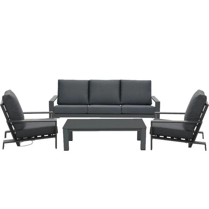 Coba loungeset 4-delig - verstelbare stoelen - donker grijs