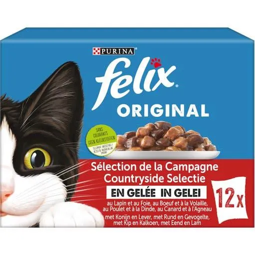 Natvoer voor katten selectie vlees in gelei 12 stuks 85 g