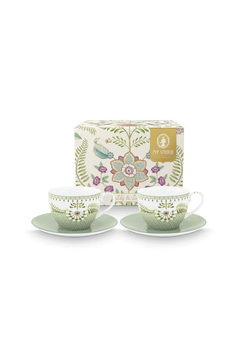 Set/2 Koppen & Schotels Lily&Lotus Licht Groen