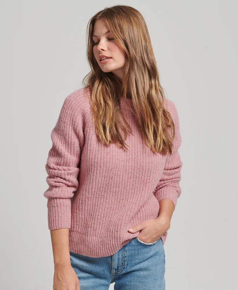 Geribde trui met ronde hals van tweed