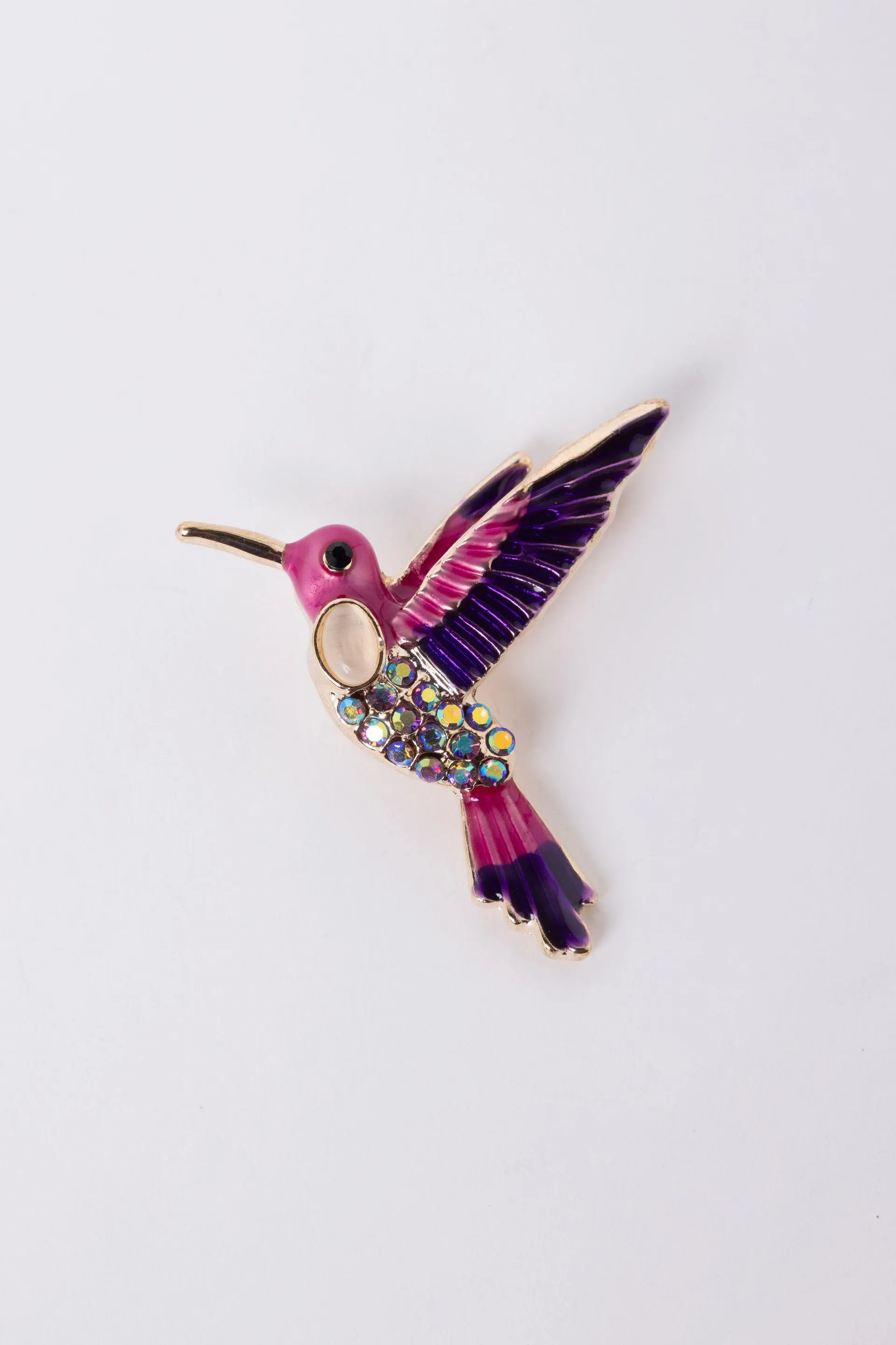 Goudkleurige broche kolibrie