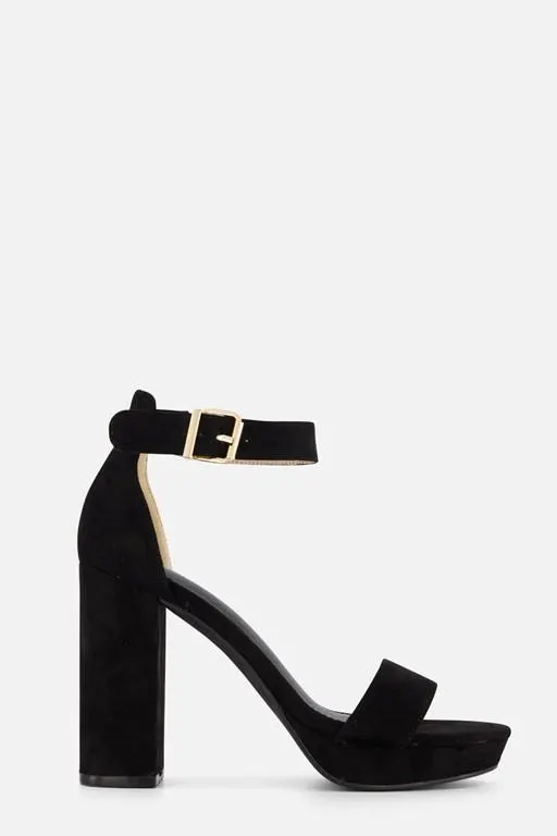 Sandalen met hak zwart Textiel