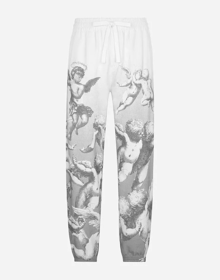 Pantalon de jogging en coton à imprimé anges BLANCO DOLCE&GABBANA