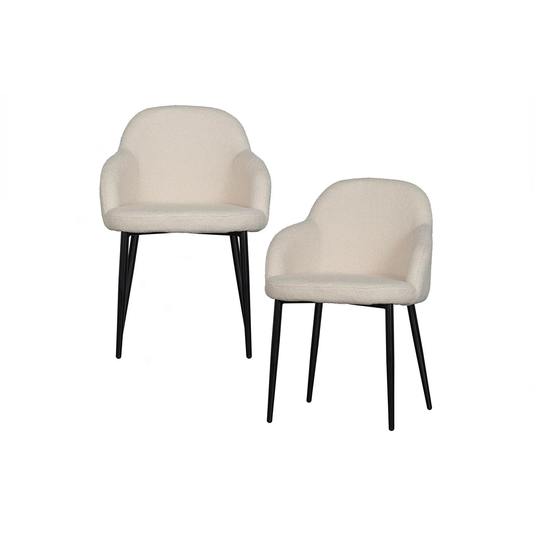 WOOOD Noortje Eetkamerstoel - Teddy - Wit - Set van 2