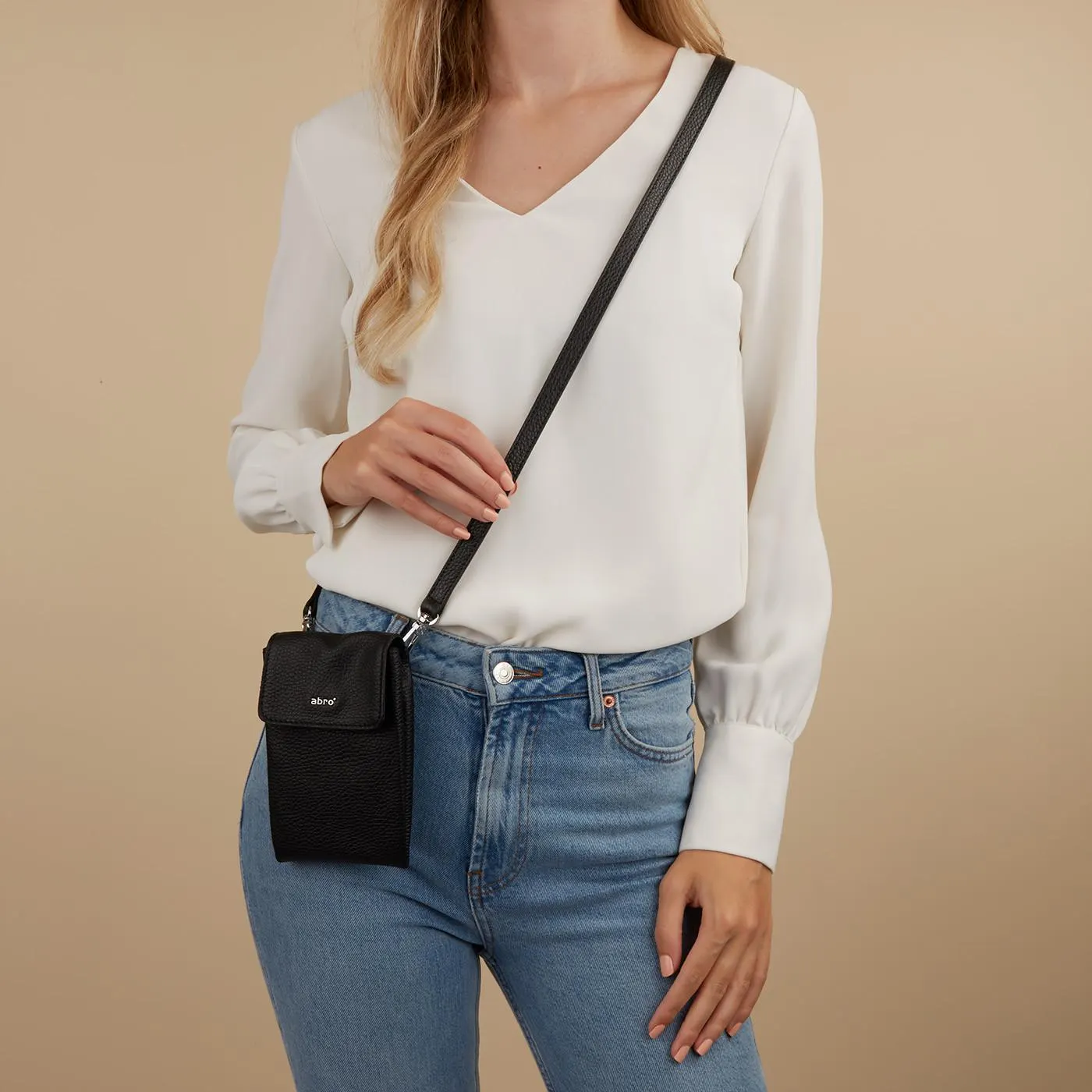 Zwarte Leren Telefoontasje 030043-37-18