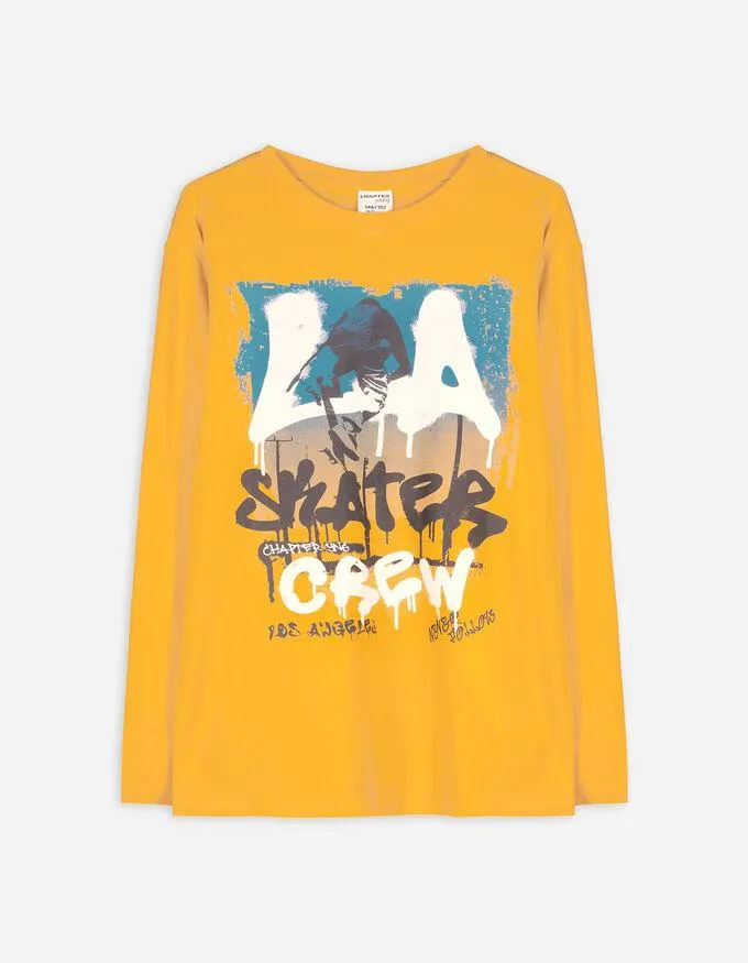 Tričko s dlouhým rukávem - Přední potisk - sv. zluta