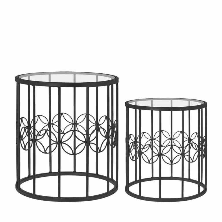 Bijzettafel Amaro 50cm zwart - set van 2