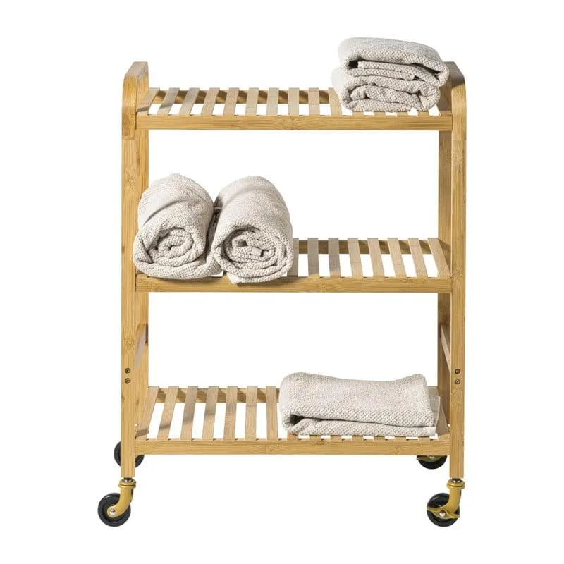Trolley bamboe - bruin - 80x60x33.5 cm