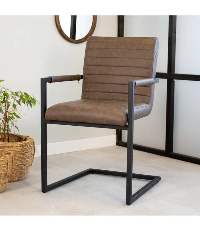 Industriële eetkamerstoel Kuba met arm taupe