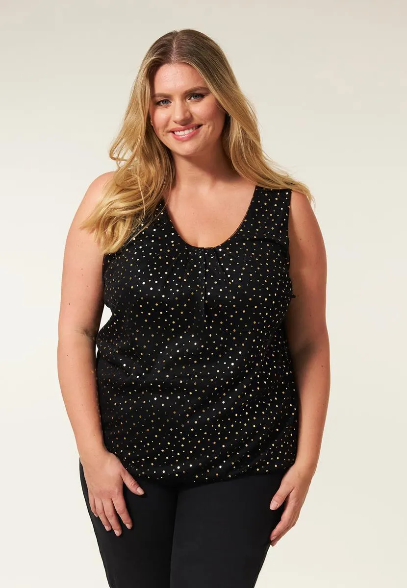 Top mouwloos glitter goud