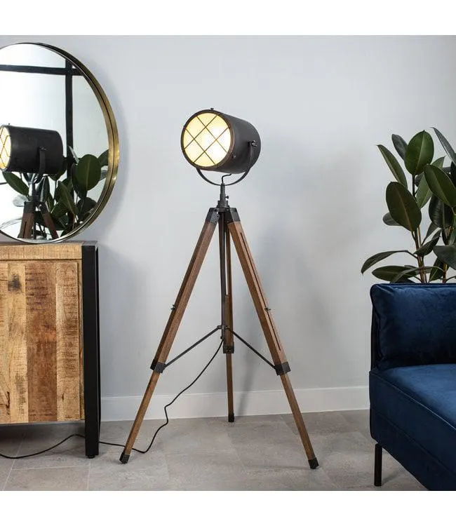 Industriële vloerlamp Pesaro driepoot