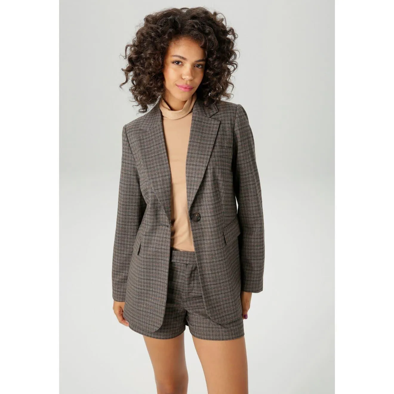 Aniston CASUAL Lange blazer met stijlvol ruitdessin - nieuwe collectie