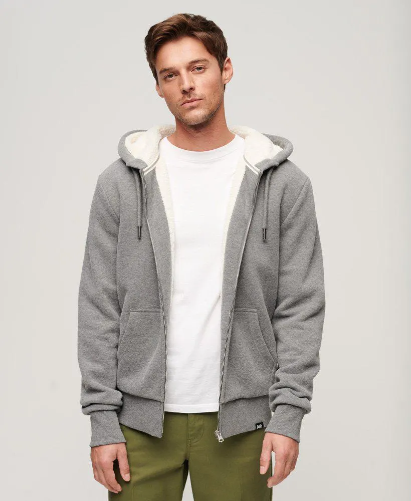 Essential hoodie met rits en borgvoering