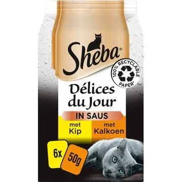 Sheba Délices du Jour Kalkoen & Kip in saus 6 x 50g