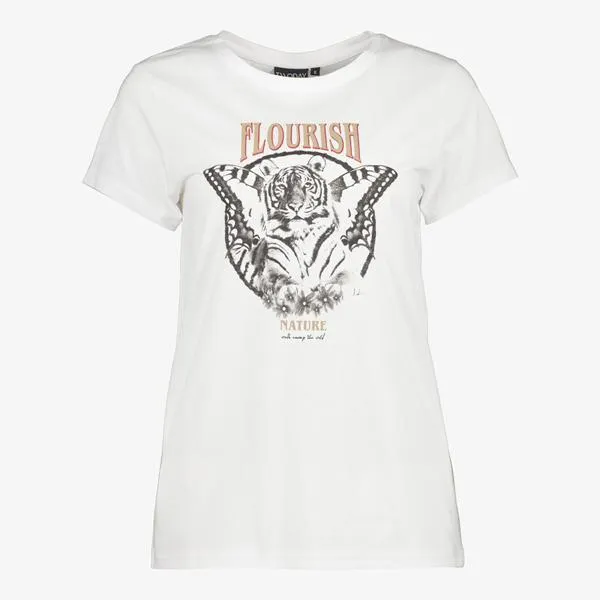 TwoDay dames T-shirt wit met tijgeropdruk
