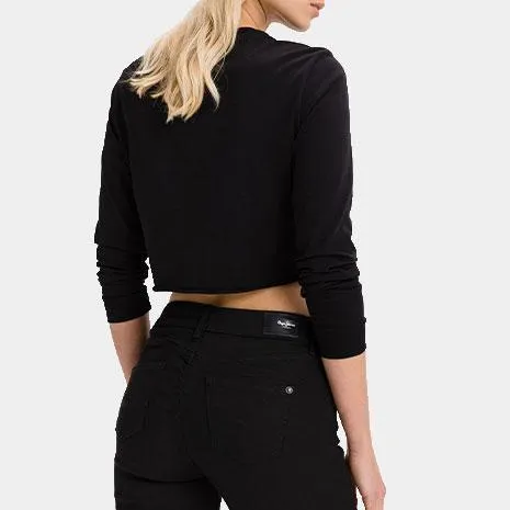 Vans Wm Junior V Ls Crop Zwart