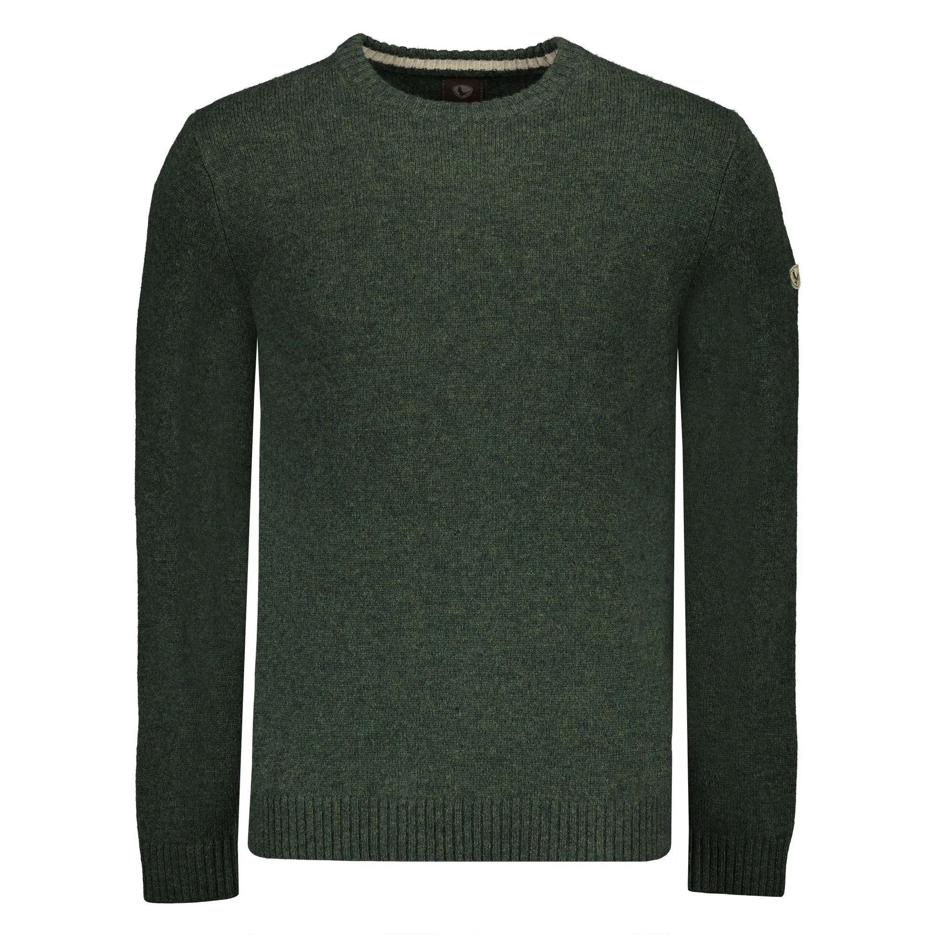 Lamswollen Trui met Ronde Hals Forest Green