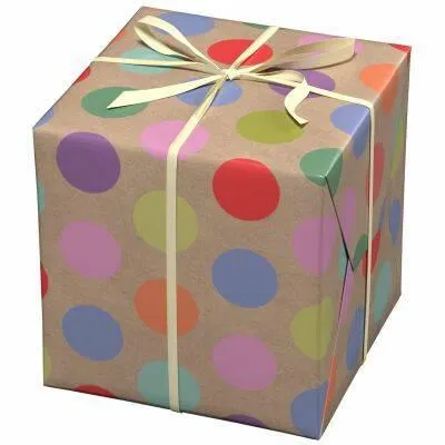 Cadeaupapier - 10 meter - kraft/dots