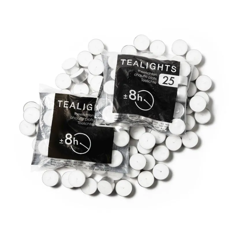 Waxinelichten - 8 branduren - set van 25