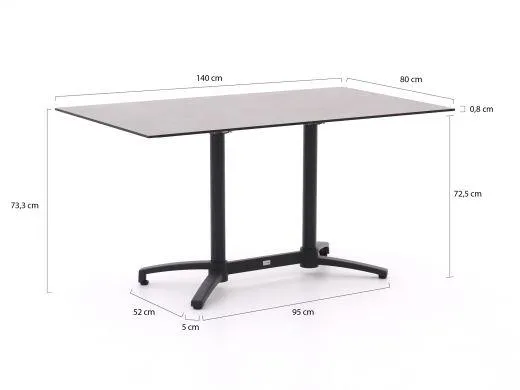 Manifesto Villongo/Canzo 140cm dining tuinset 5-delig stapelbaar inklapbaar