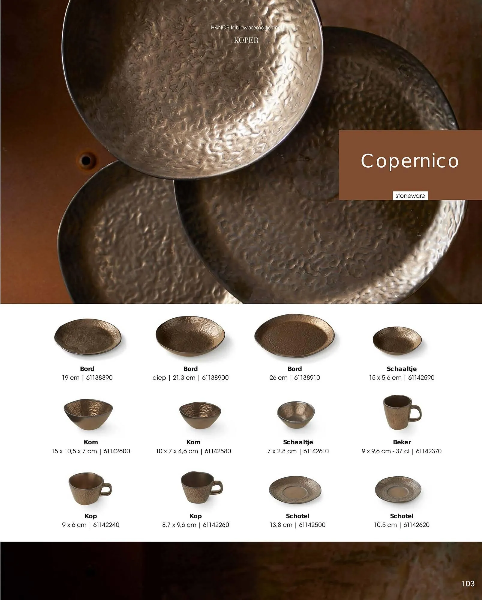 HANOS Tableware Magazine 2023-2024 van 1 januari tot 30 april 2024 - Folder pagina 103