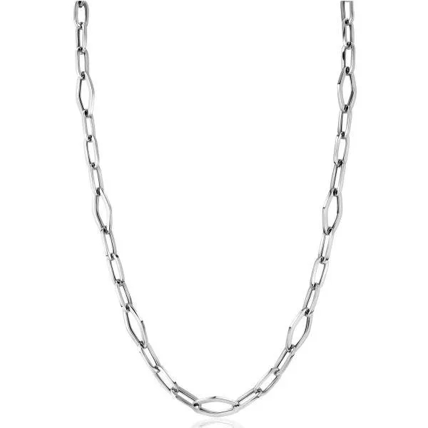ZINZI zilveren schakelketting met ovale schakels van 11mm lang en ruitvormen 45cm ZIC-BF65