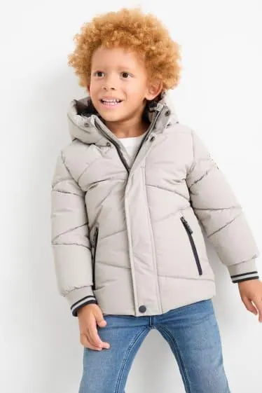 Quilted jacket with hood - water-repellent