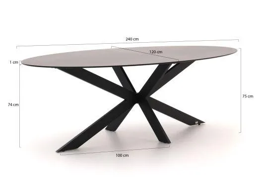 Manifesto Novara/Furato ellips 240cm dining tuinset 7-delig