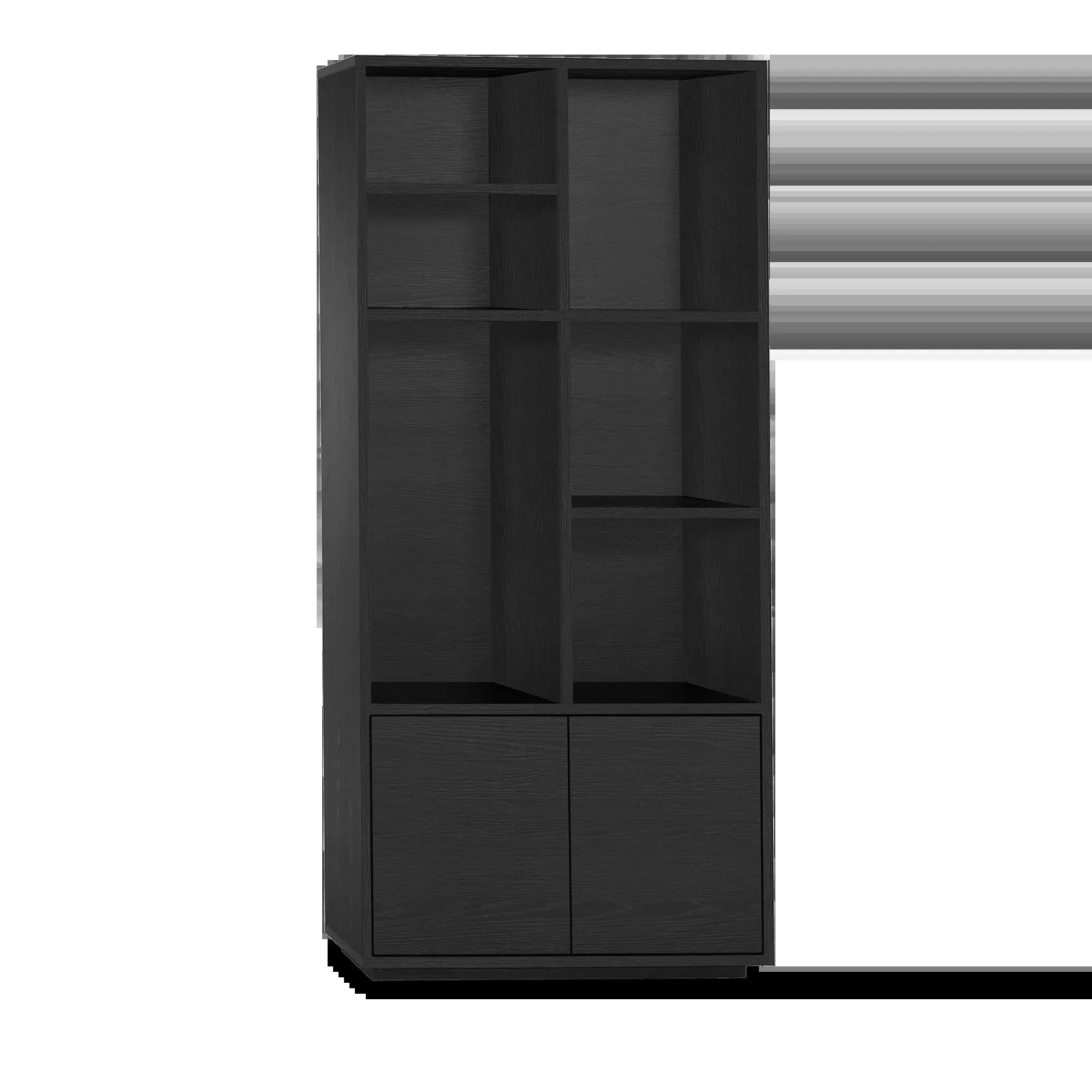 Wandmeubel (2 deuren/ 6 open vak) Blackburn - Noir