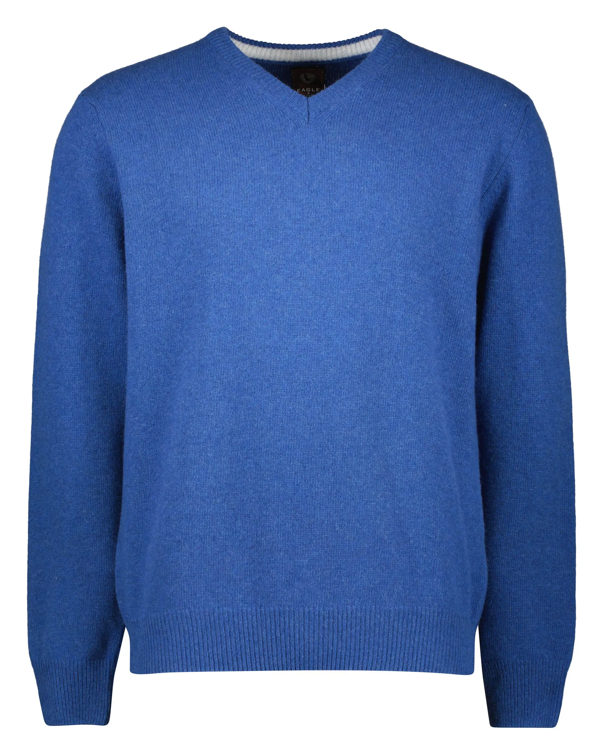 Lamswollen Trui met V-hals Blauw