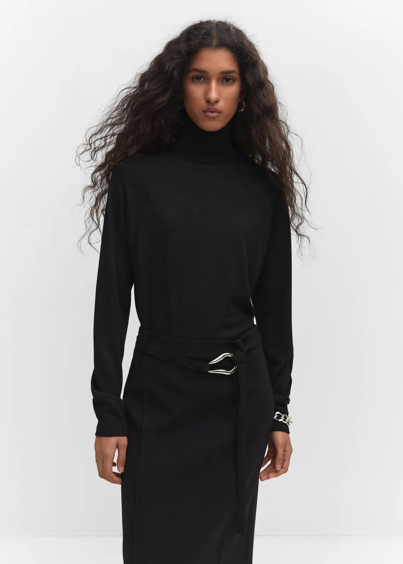 Fijngebreide trui met omgeslagen col