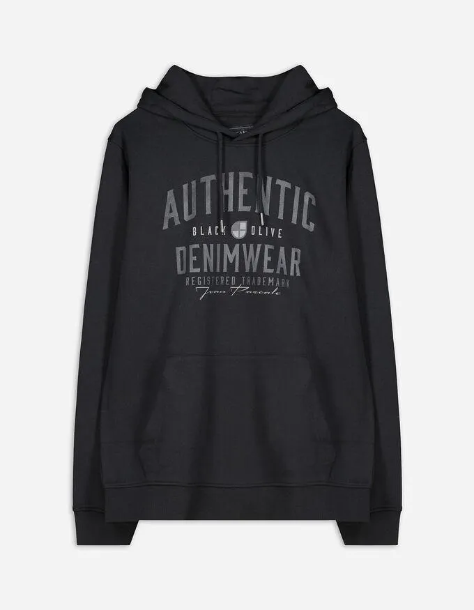 Mikina s kapucí - Natištěný text - cerná