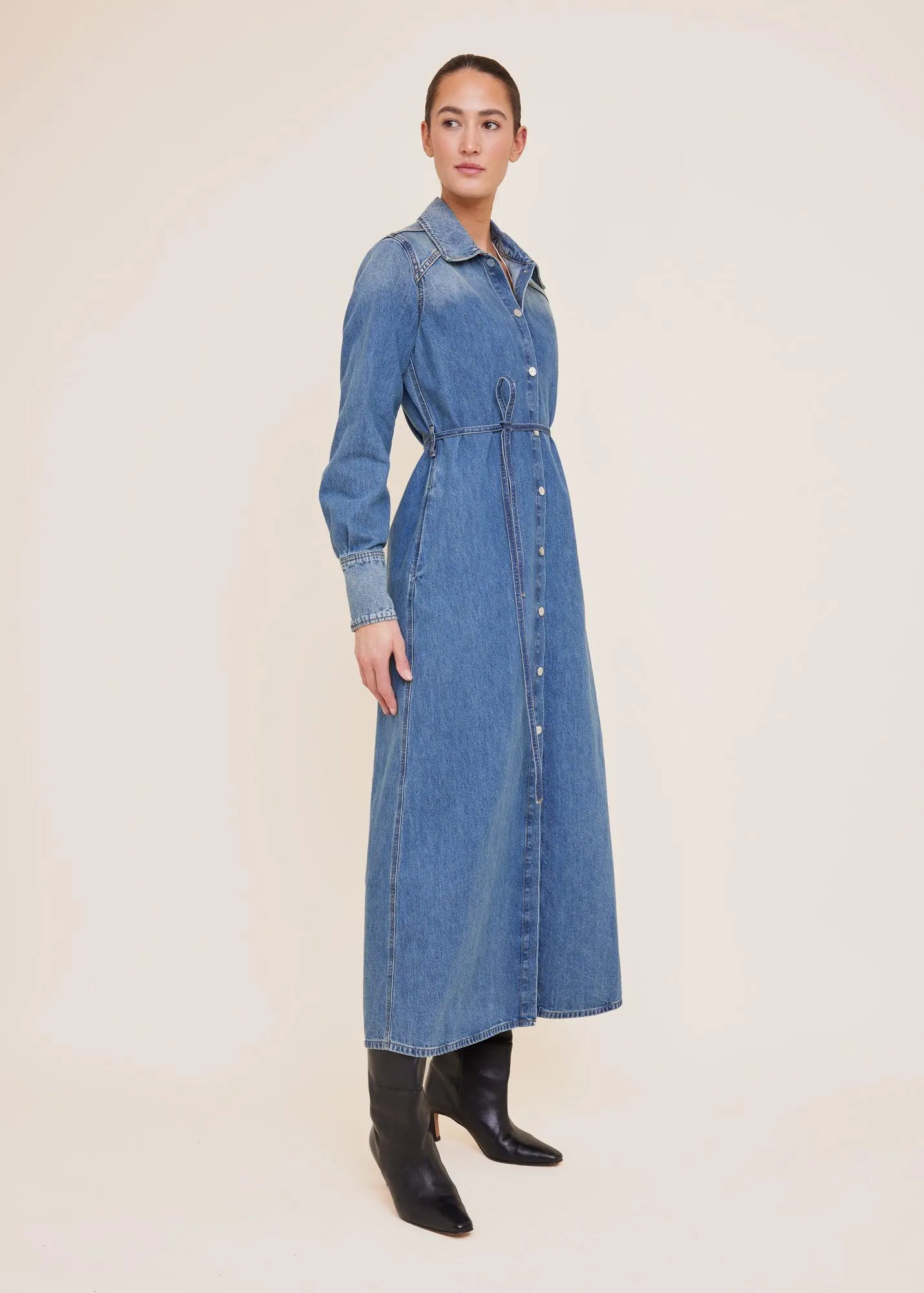 Denim midi jurk