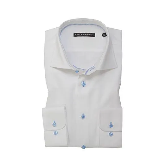 overhemd wit met lichtblauwe knopen