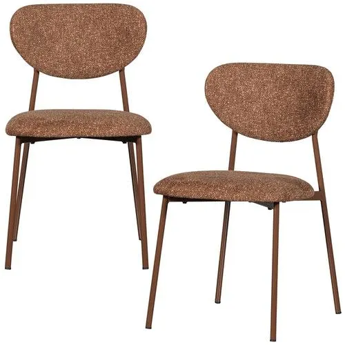 WOOOD eetkamerstoelen Valor - Polyester - Bruin - Set van 2