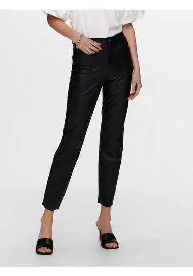 Only Imitatieleren broek ONLEMILY HW ST ANK FAUX LEATHER PNT NOOS