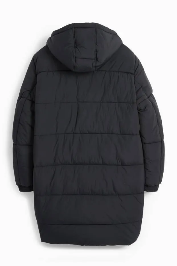 Quilted coat with hood