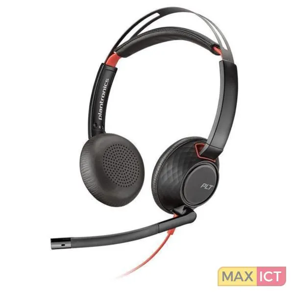 Poly Blackwire 5220 Stereofonisch Hoofdband Zwart, Rood