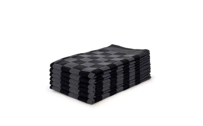 Elegance Theedoekenset Blok 65x65cm - zwart - set van 6