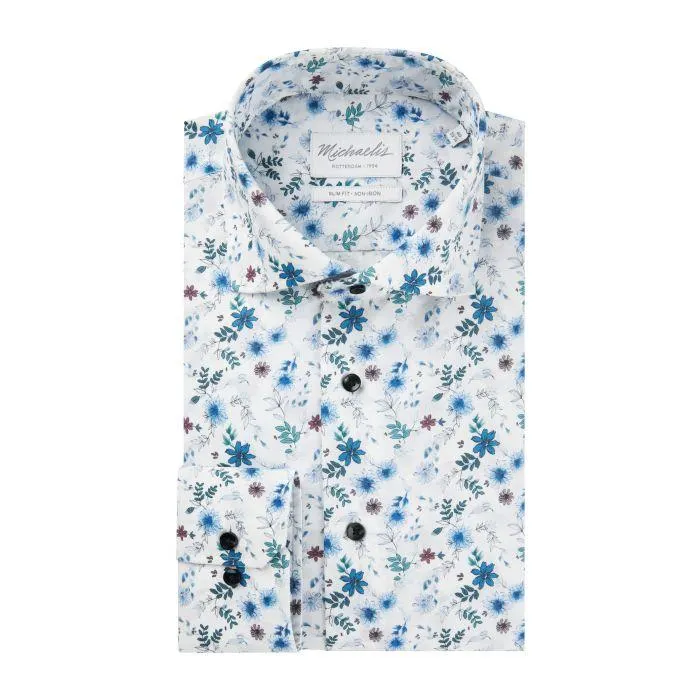 Overhemd Cutaway Bloemen Print Multicolor