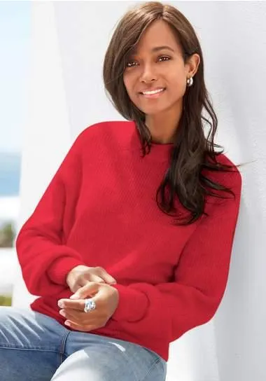 Lascana Gebreide trui in melange-look, losse damespullover, basic