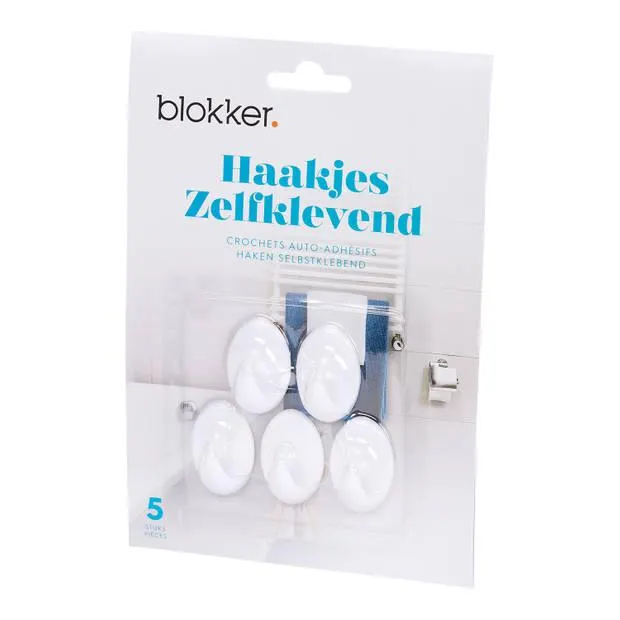 Blokker haakje rond klein - plastic