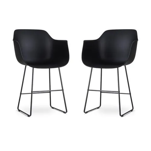 Nolon Nino-Puk barkruk zwart - zwart onderstel - 65 cm - set van 2