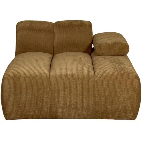 WOOOD chaise longue elementenbank rechts Mojo - Ribstof - Honing Geel