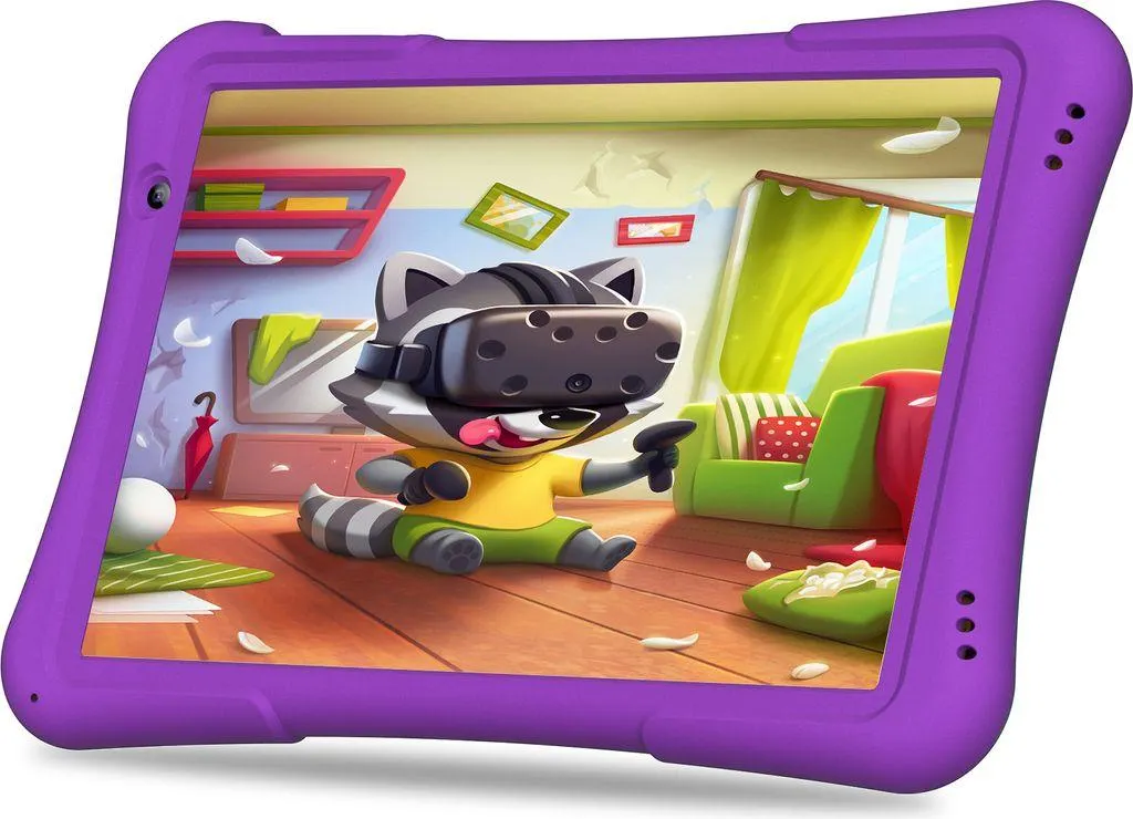 PRITOM 10 Zoll Kinder-Tablet Android 12, 4GB(2+2)+32 GB, Quad-Core, 6000 mAh, WiFi 6, Dual-Kamera, Bluetooth, Kleinkind-Tablet, LILA