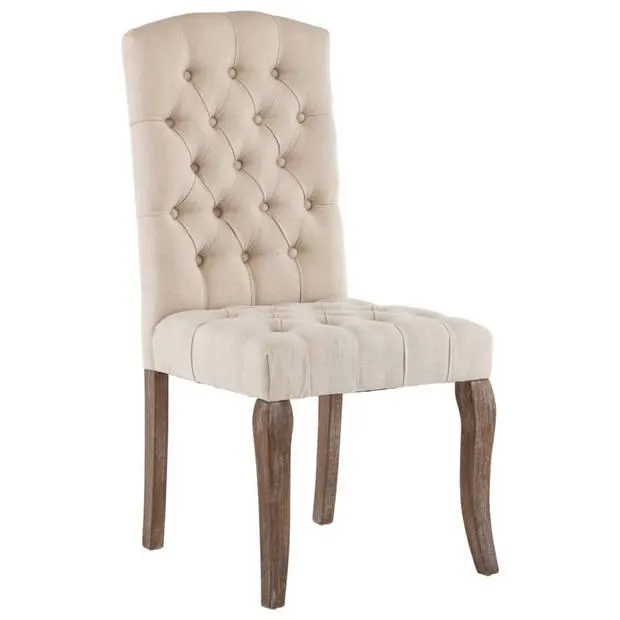 vidaXL Eetkamerstoelen 2 st linnen-look stof beige