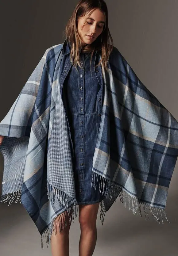 Geruite doubleface cape