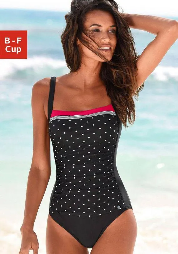 Lascana Badpak Monroe met kleine stippen en modellerend effect