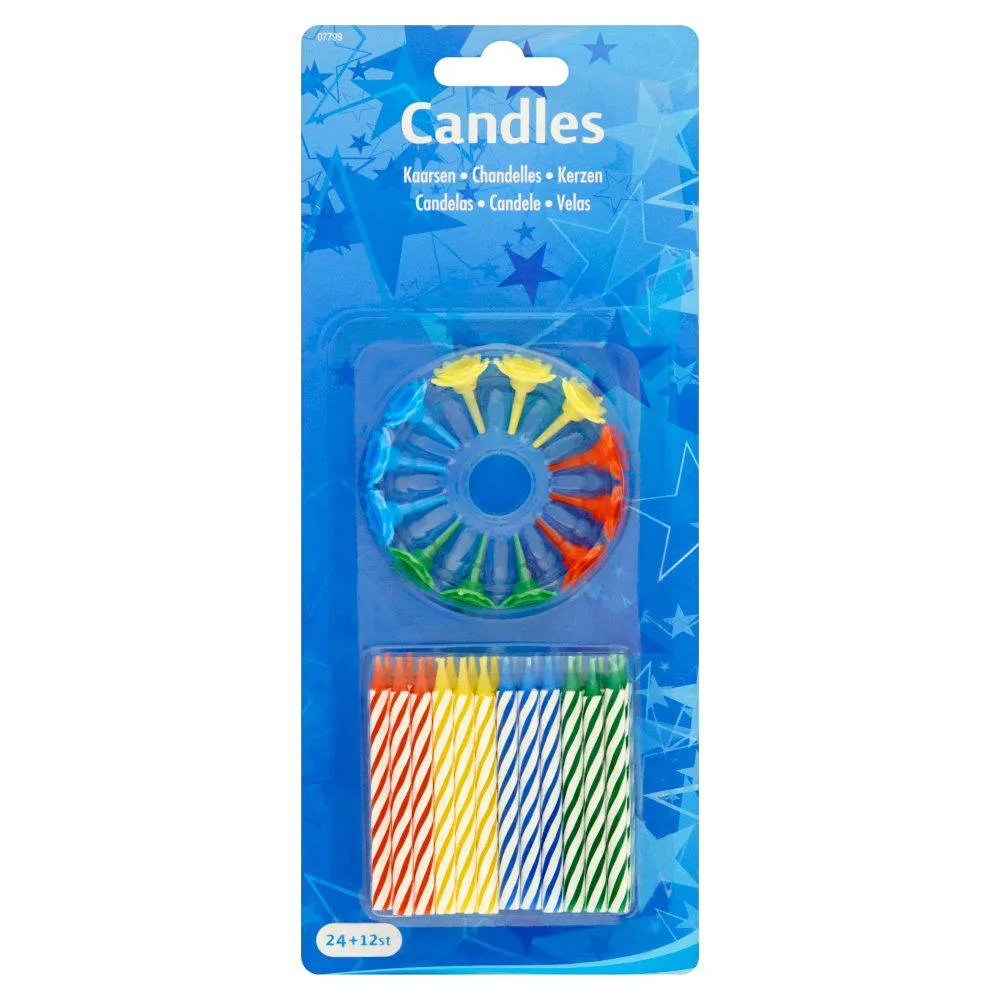 Feestkaarsjes 24+12 Stuks